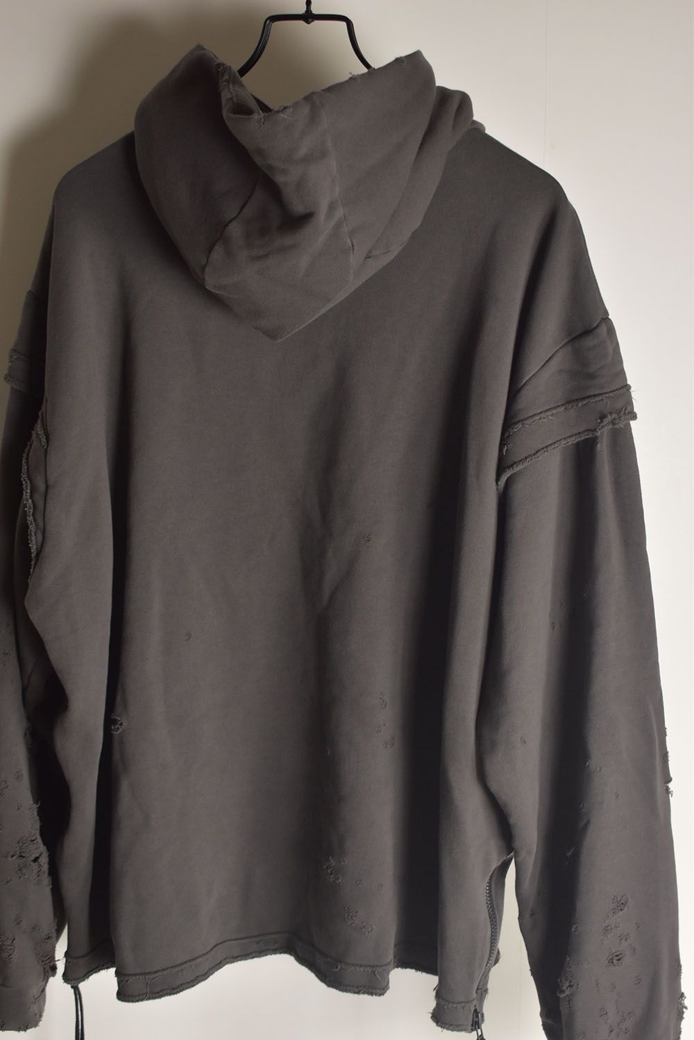 Untwisted Sweat Oversized Pullover Hoodie "Charcoal" / 無撚糸裏毛オーバーサイズプルオーバーフーディー"チャコール"