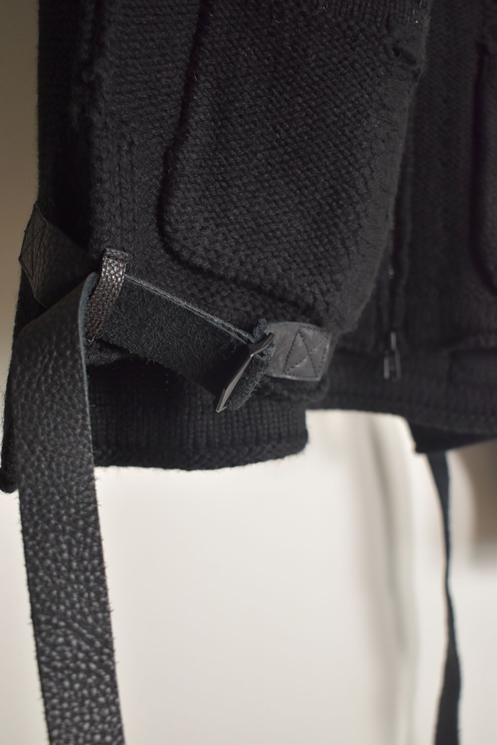 Damage Stripe Knit Cropped Jacket "Black" / ダメージストライプニットクロップドジャケット"ブラック"