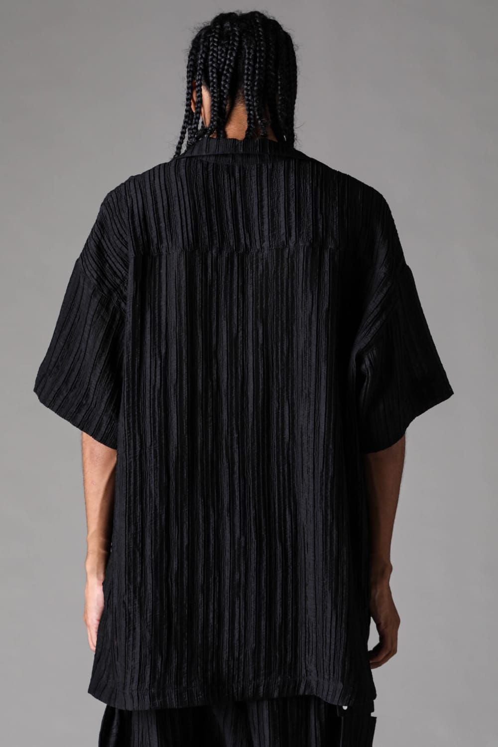 《2027SS先行予約》Ripple Sheer Half Sleeve Shirts "Black" / リップルシアーハーフスリーブシャツ"ブラック"