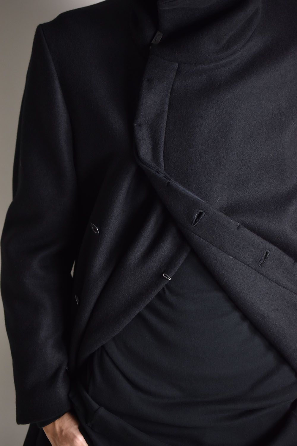 Melton High Neck Coat"Black"/メルトンハイネックコート"ブラック"