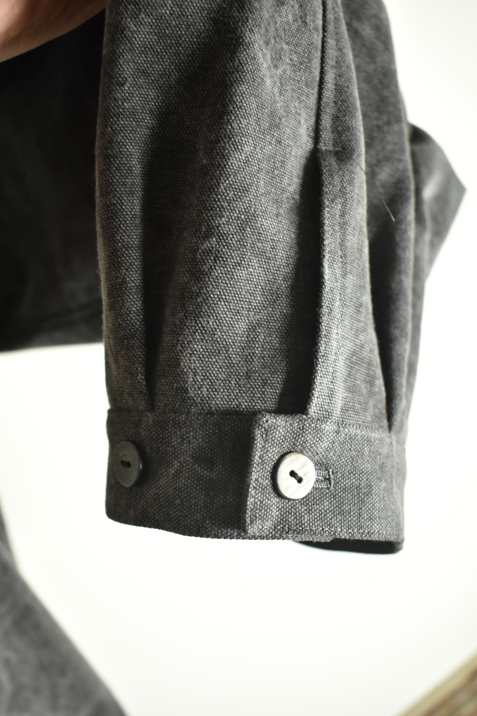 Tucked Hem Pants with Button Closure"Charcoal" /  タックヘムパンツ "チャコール"