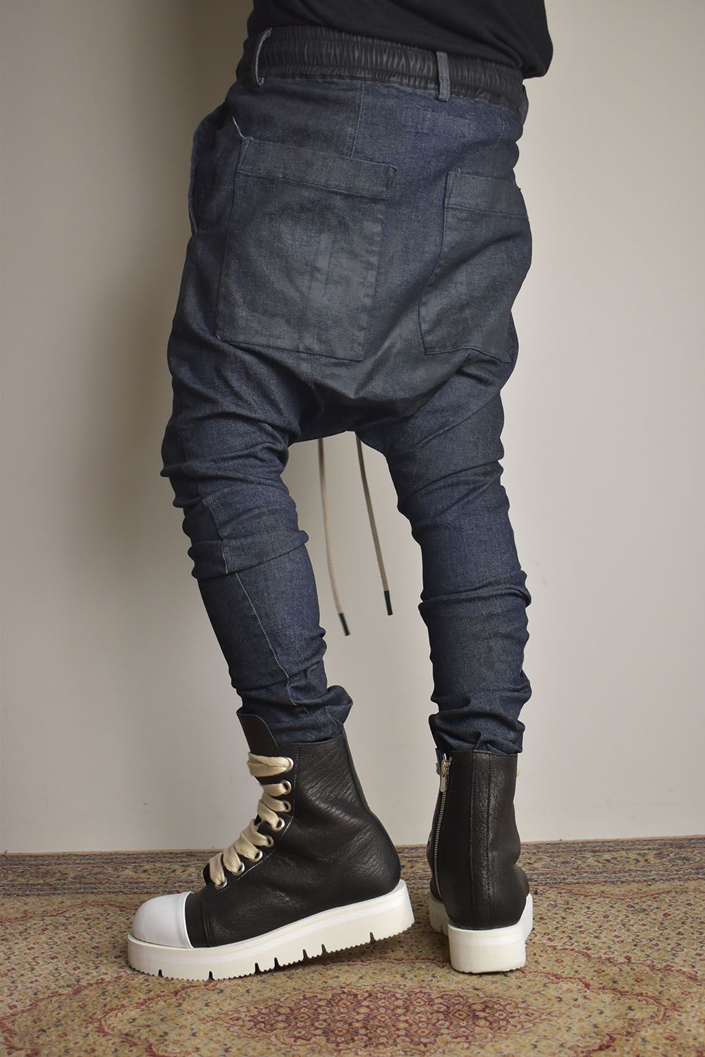 Coated Stretch denim Sarouel skinny"Blue" / コーティングストレッチデニムサルエルスキニー"ブルー"