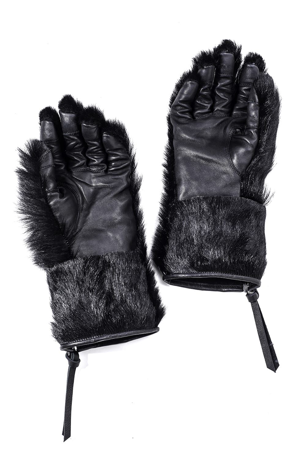 Goatfur and Horsehide Combination Gloves"Black" / ゴートファー×ホースレザーコンビネーショングローブ"ブラック"