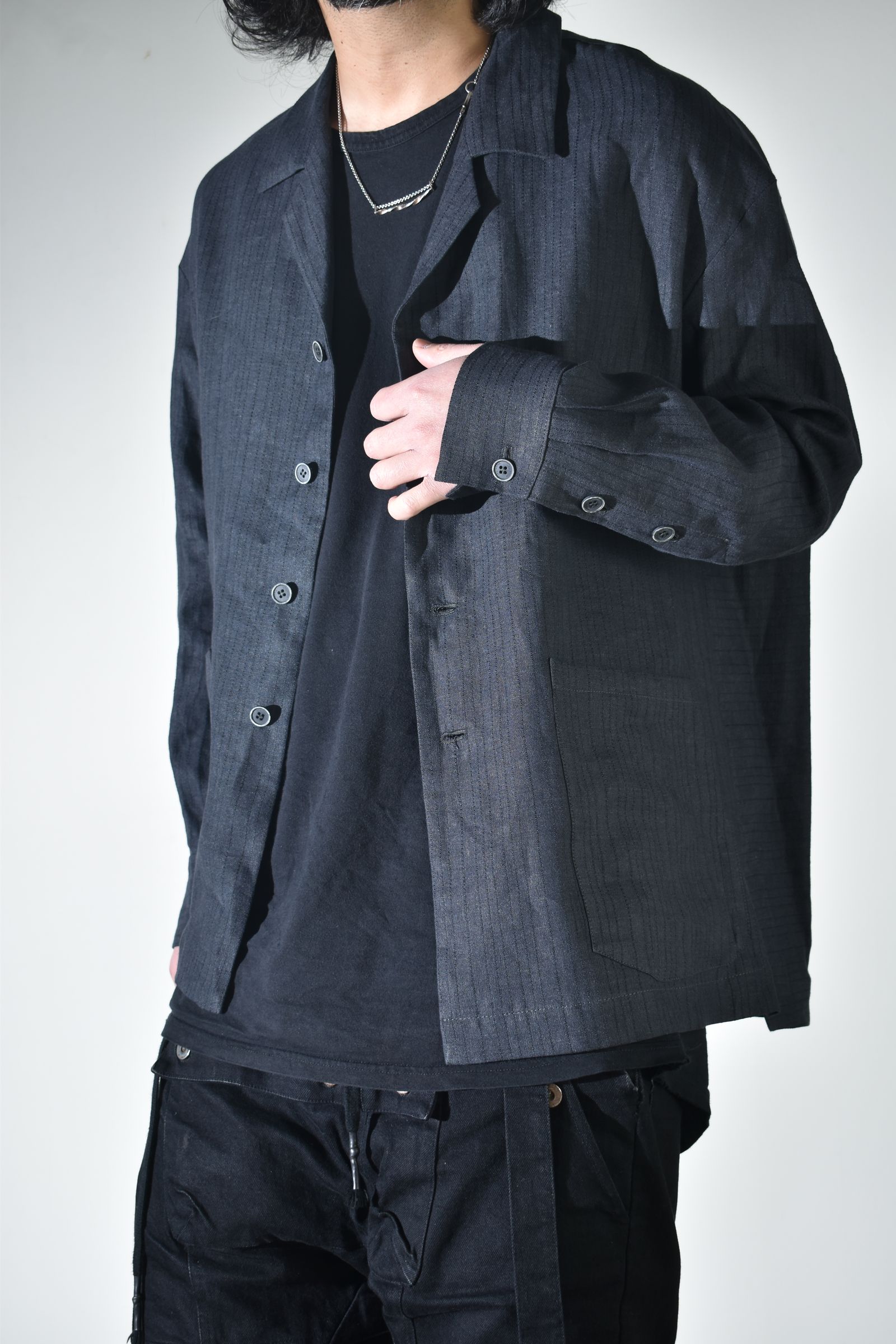 Linen Silk Shirts Jacket"Tuxedo" / リネンシルクシャツジャケット"タキシード"