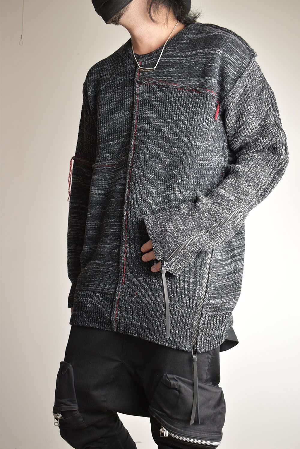 Wool Knit Zip Pullover "Charcoal" / ウールニットジッププルオーバー"チャコール"