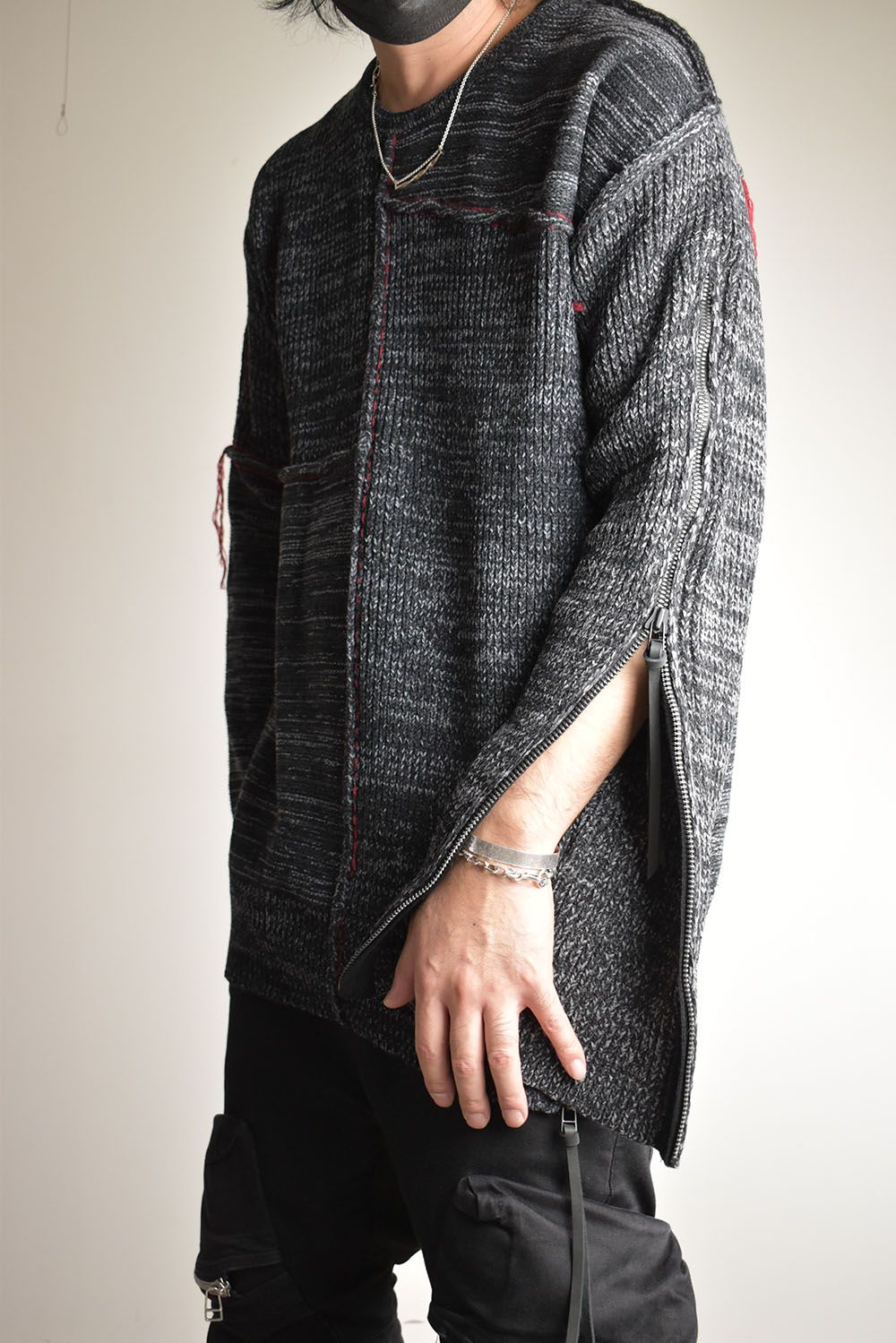 Wool Knit Zip Pullover "Charcoal" / ウールニットジッププルオーバー"チャコール"