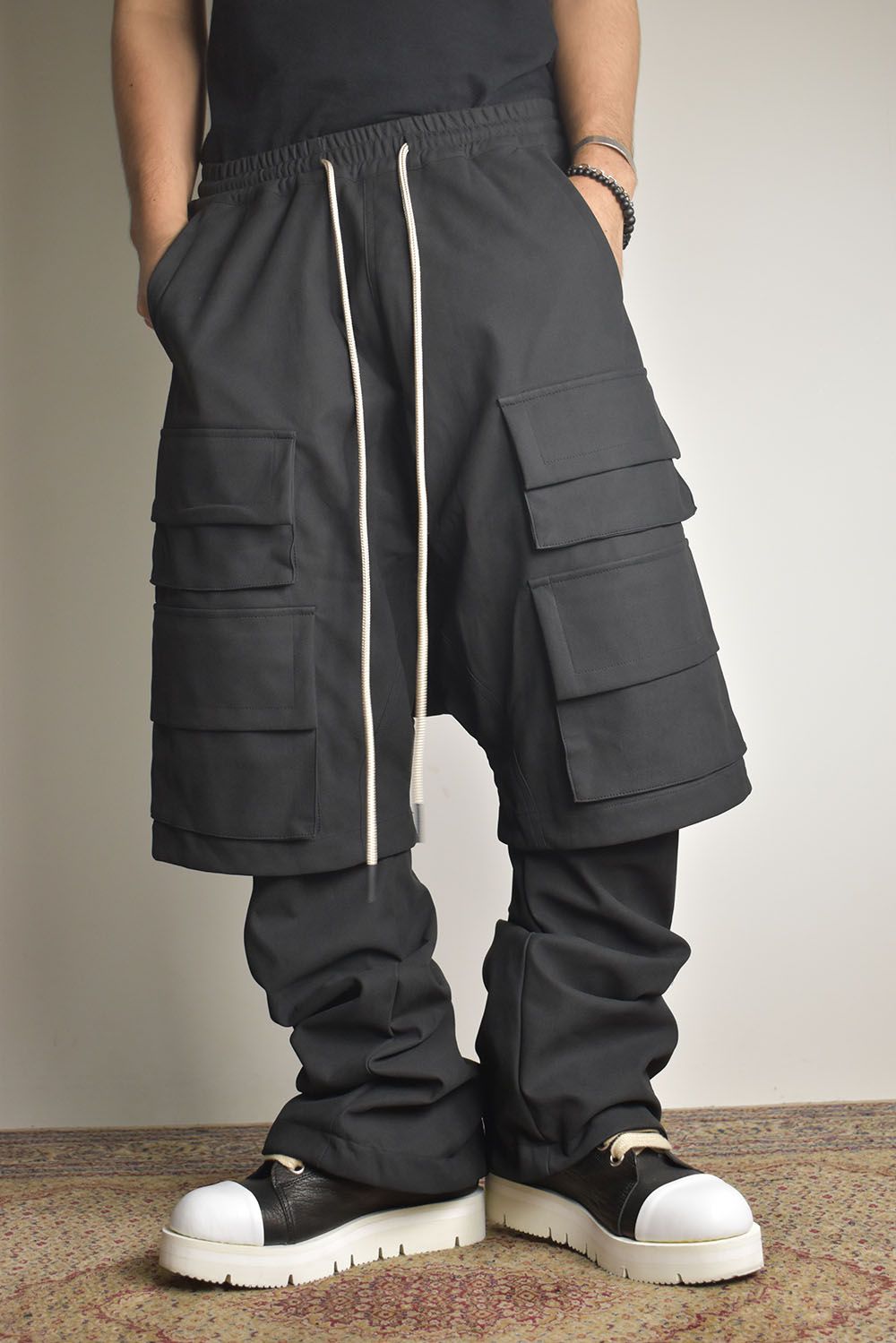 Synthetic Leather Suede Layerd Boots Cut "Black " / シンセティックレザースウェードレイヤードブーツカット "ブラック"