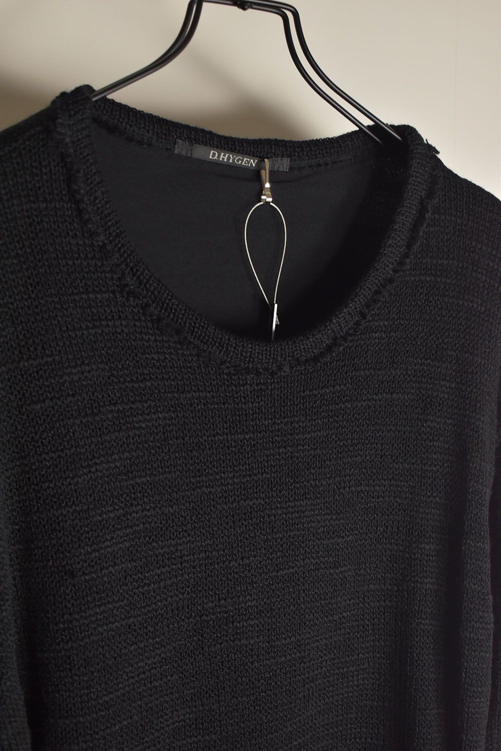 Low-Gauge knit × Cotton Jersey Layered Tee "Black" / ローゲージニット×コットンジャージレイヤードTシャツ"ブラック"