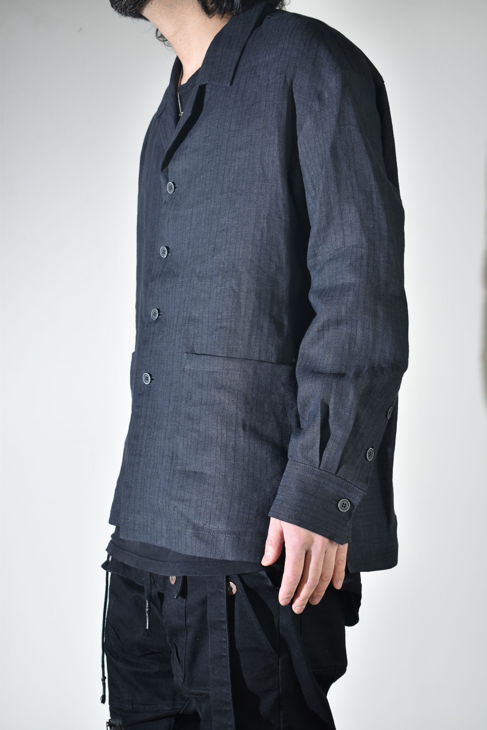Linen Silk Shirts Jacket"Tuxedo" / リネンシルクシャツジャケット"タキシード"