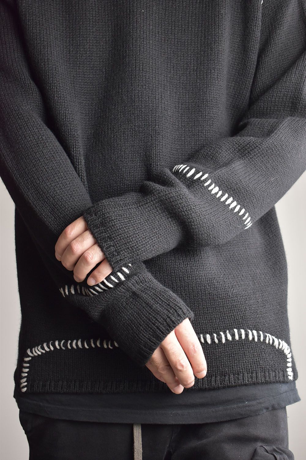 Over Lock Knit Pullover"Black" / オーバーロックニットプルオーバー"ブラック"