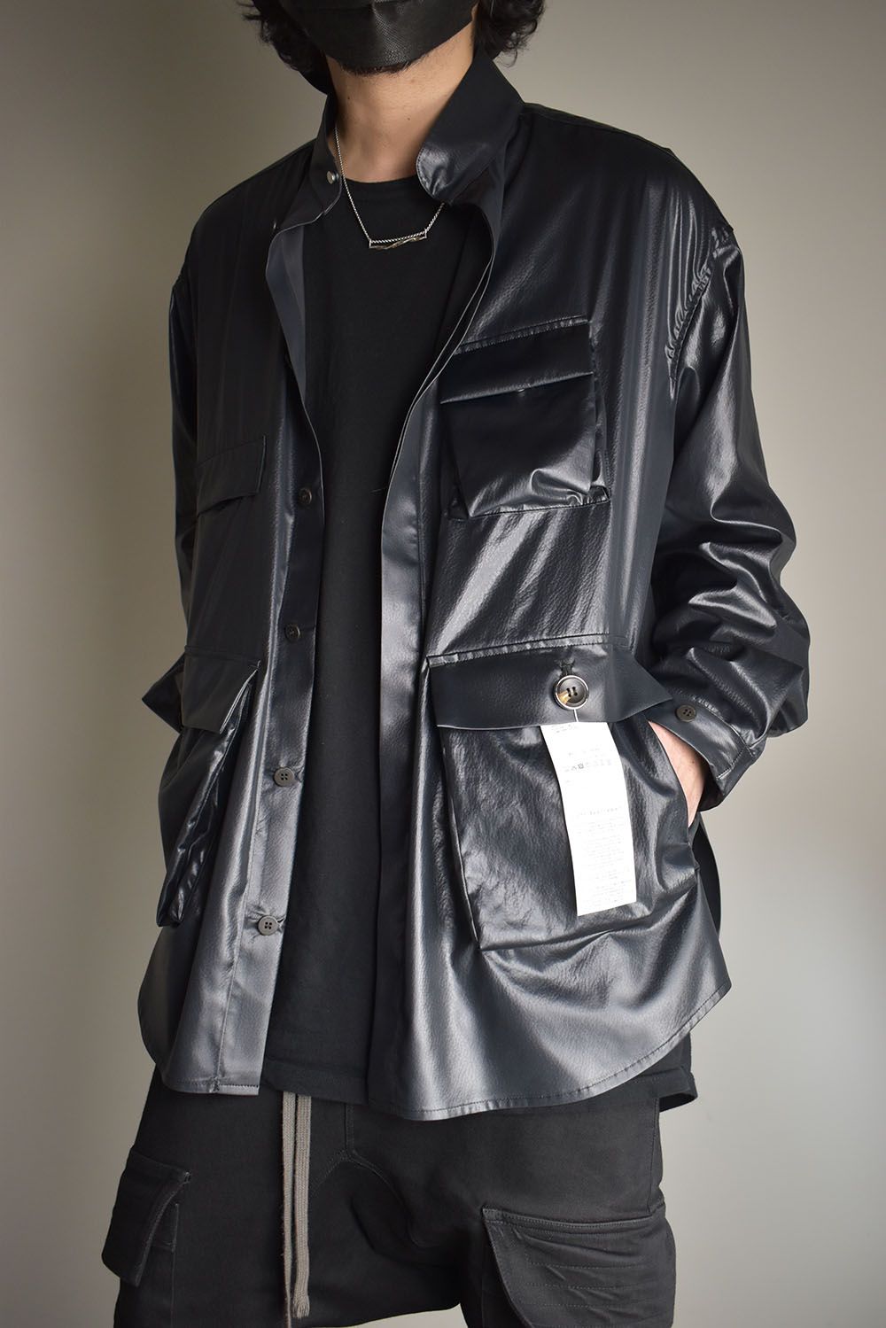 Fake Fake Leather Shirts Jacket"Black" / フェイクフェイクレザーシャツジャケット"ブラック"