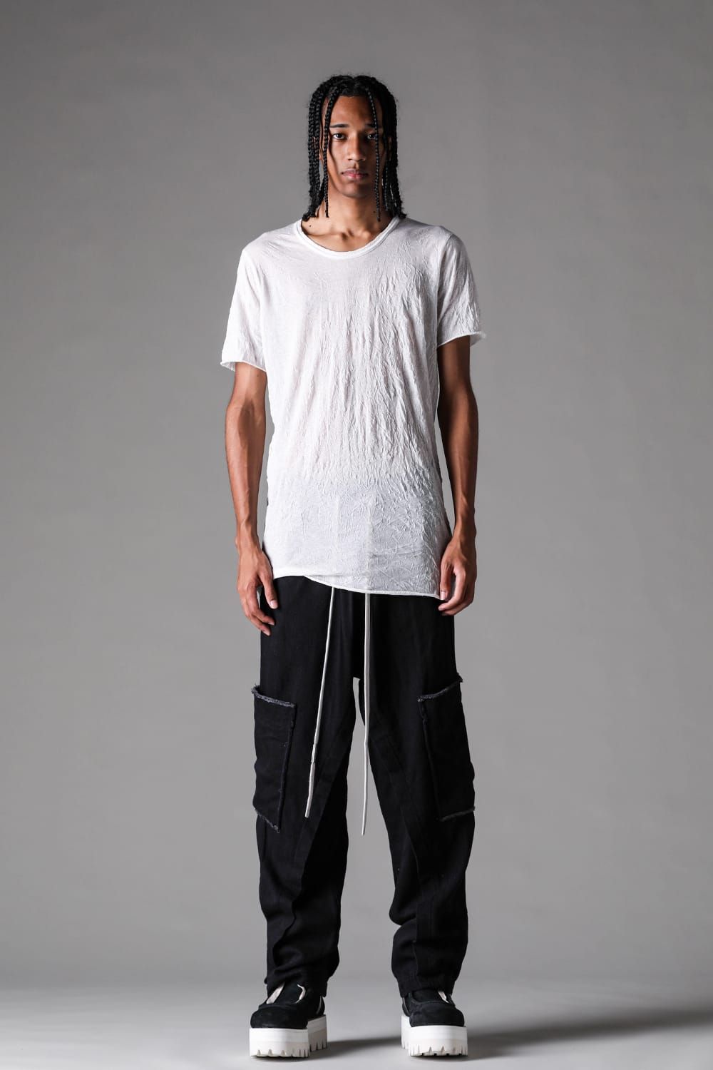 《2027SS先行予約》Loose Denim Wide Cargo Pants"Black" / ルーズデニムワイドカーゴパンツ"ブラック"