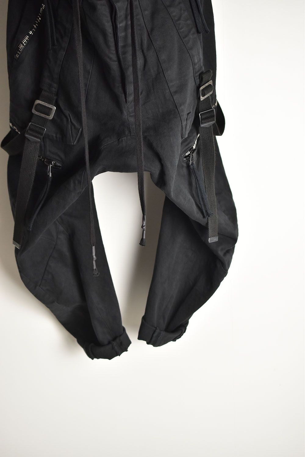 Stretch Cotton Denim Tapered Cargo Cropped Denim Pants "Black"/ストレッチコットンデニムテーパードカーゴクロップドデニムパンツ"ブラック"