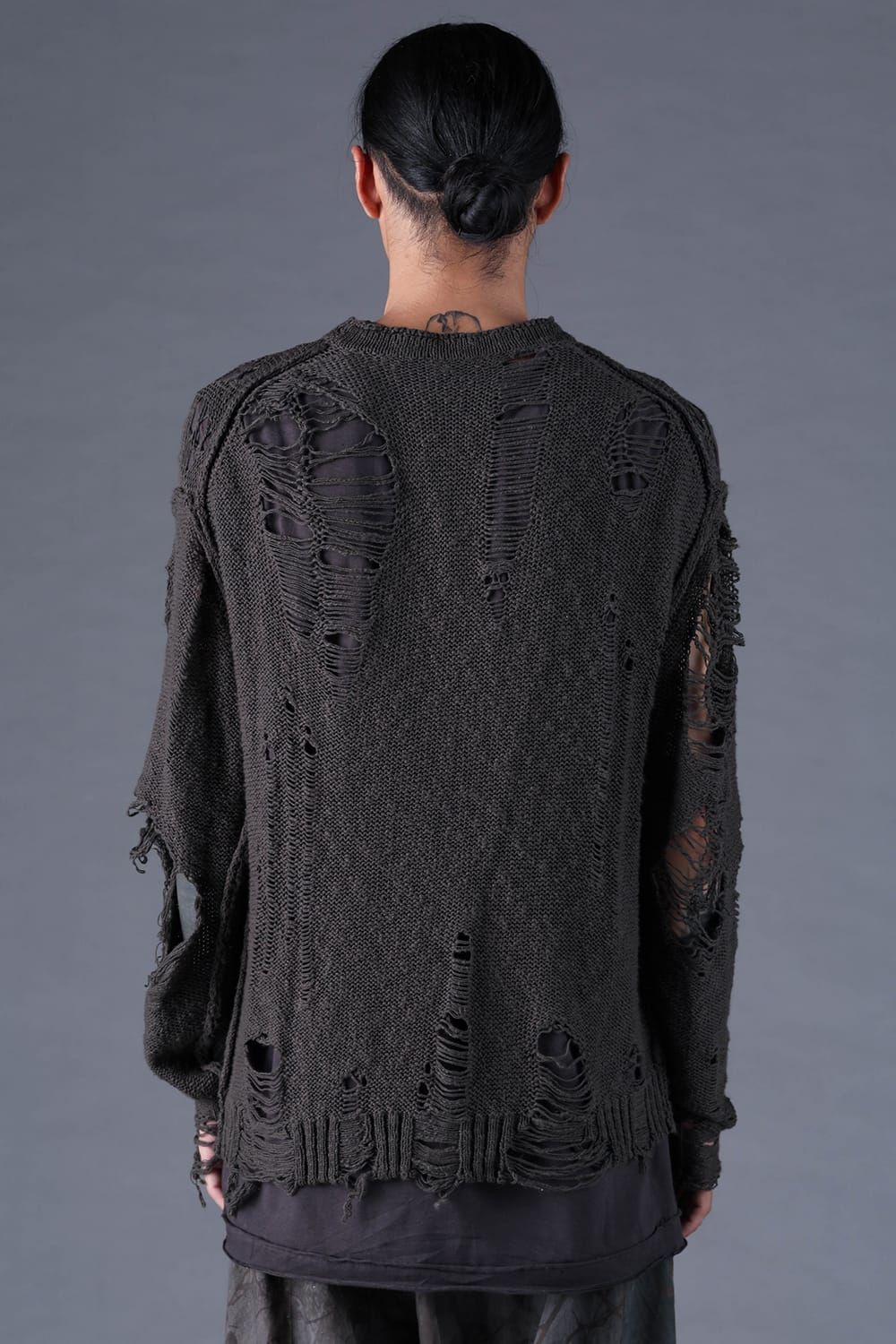 《2027SS先行予約分》3G Damage Knit Pullover "Charcoal" / 3Gダメージニットプルオーバー"チャコール"