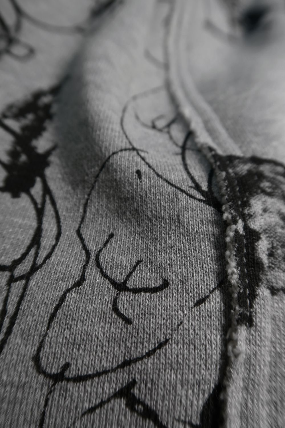 Sweat Oversize Print Zip Up Hoodie"Grey" / スウェットオーバーサイズプリントジップアップパーカ"グレー"