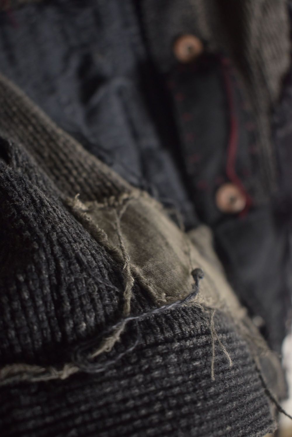 Crust Damage Repair Sashiko Jacquard Jacket "Black" / クラストダメージリペア刺子ジャガードジャケット"ブラック"