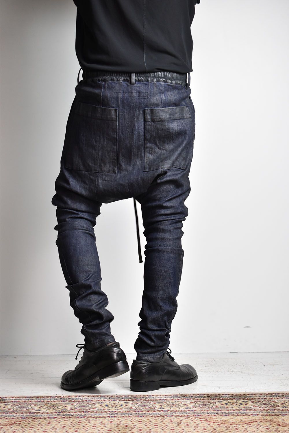 《2025AW先行予約》Coated Stretch denim Sarouel skinny"Blue" / コーティングストレッチデニムサルエルスキニー"ブルー"