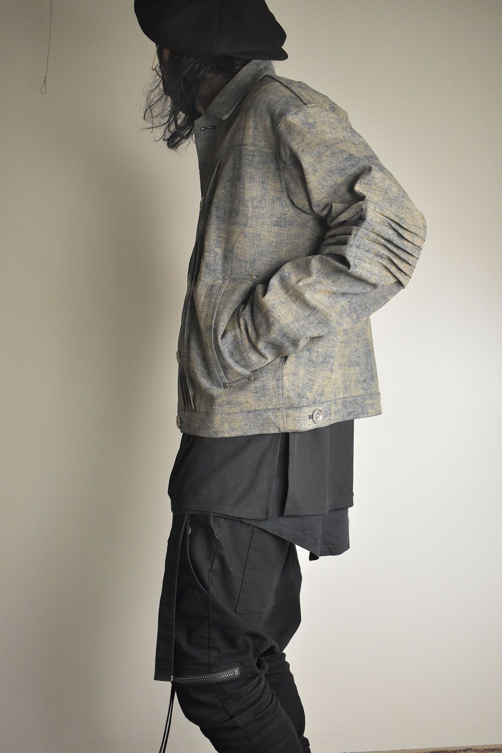 Blended Shades Denim Pin Tuck Blouson "Steel Blue" / ブレンデッドシェイドデニムピンタックブルゾン"スティールブルー"