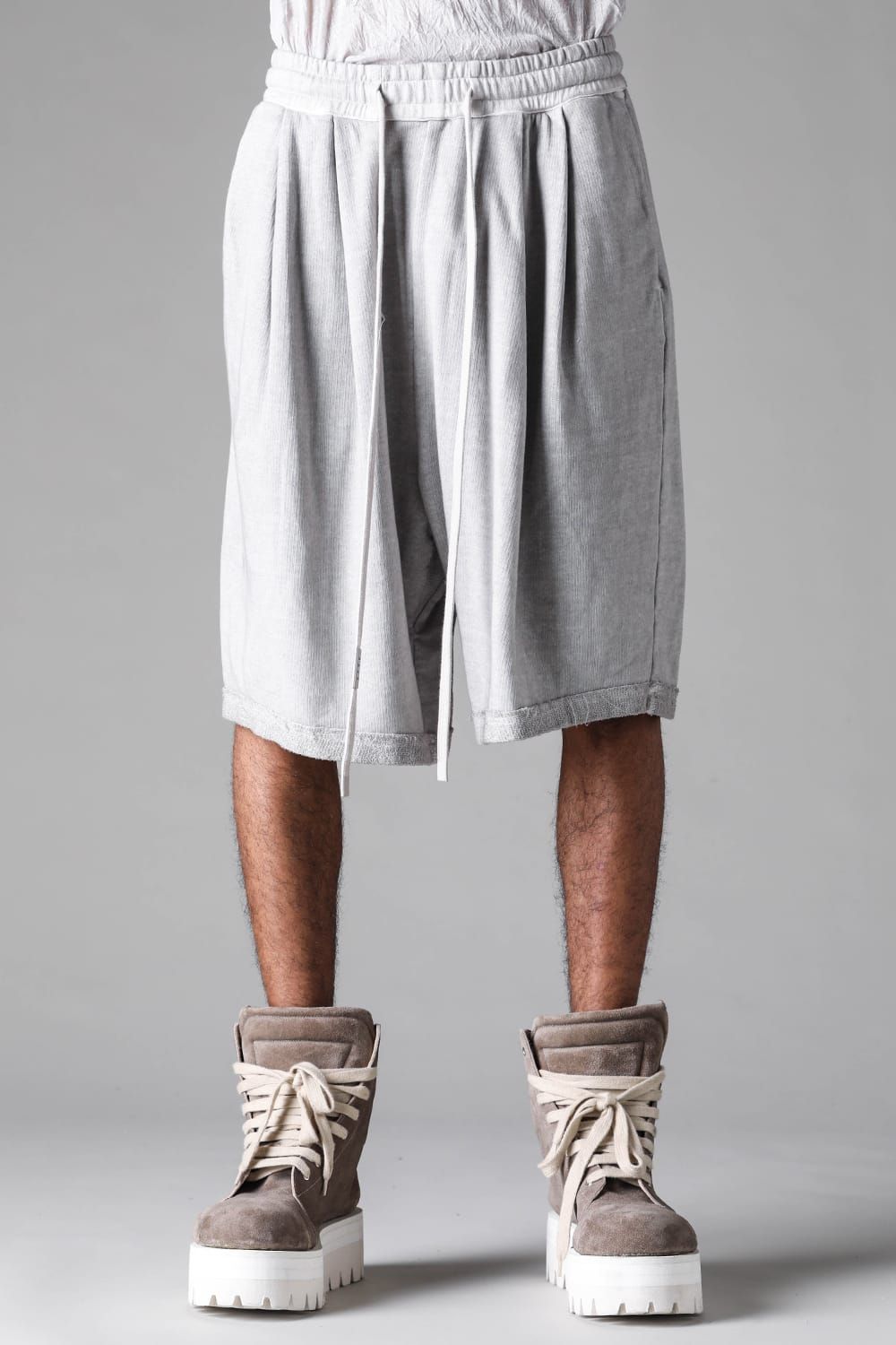 《2027SS先行予約》Sumi Dyed Lightweight French Terry Wide Shorts"L.Grey  / D.Grey" / 墨染ミニ裏毛ワイドショーツ"ライトグレー / ダークグレー"