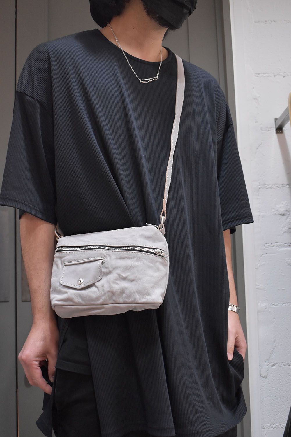 Japan Calf Product Wash Rider's Succotch"White" / ジャパンカーフ製品洗いライダースサコッシュ"ホワイト"
