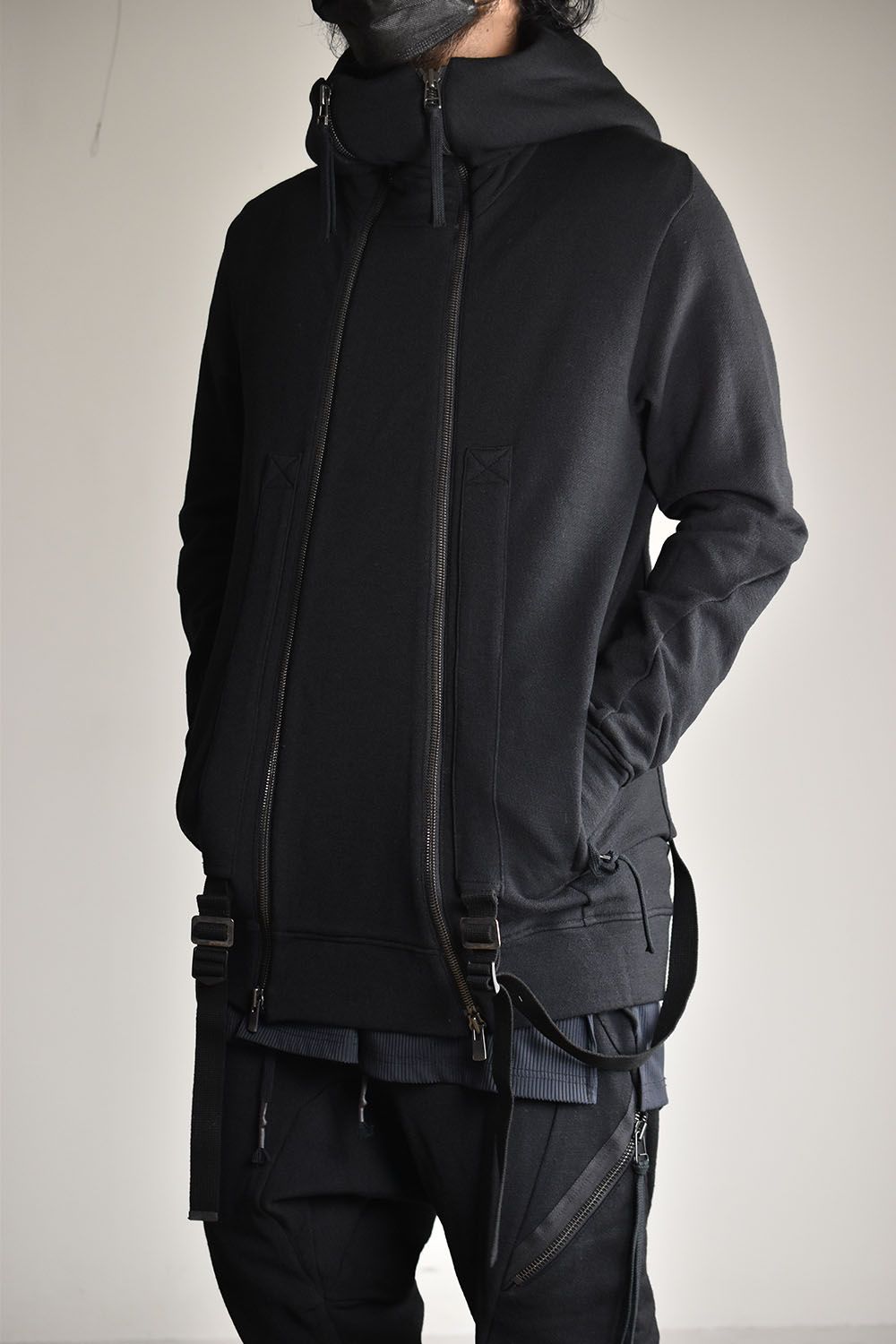 D.HYGEN - Wool Non-Ply Yarn Double Zip Suspender Hooded  Jacket
