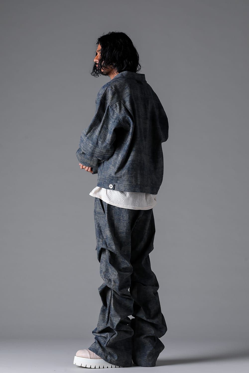 《2026SS先行予約》Blended Shades Denim Pin Tuck Blouson "D.verdigris/L.verdigris/Steel Blue"/ブレンデッドシェイドデニムピンタックブルゾン" / ダークベルディグリ/ライトベルディグリ/スティールブルー"