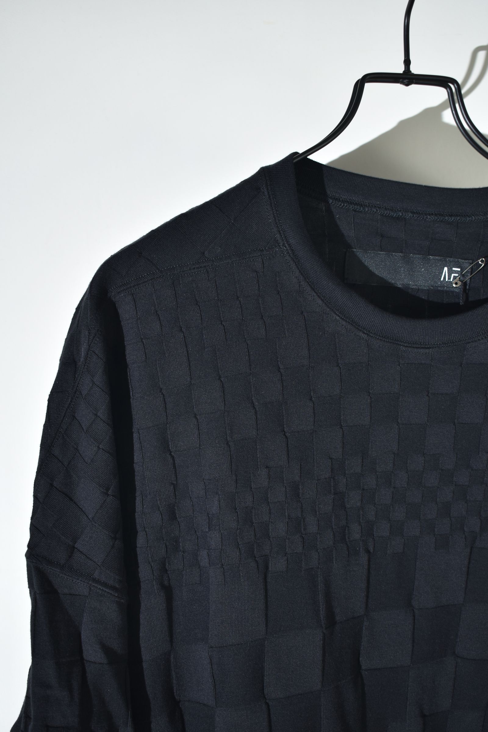 Gradient Plaid Pattern Jumbo Tee"Black" / グラデーションチェックパターンジャンボTee"ブラック"