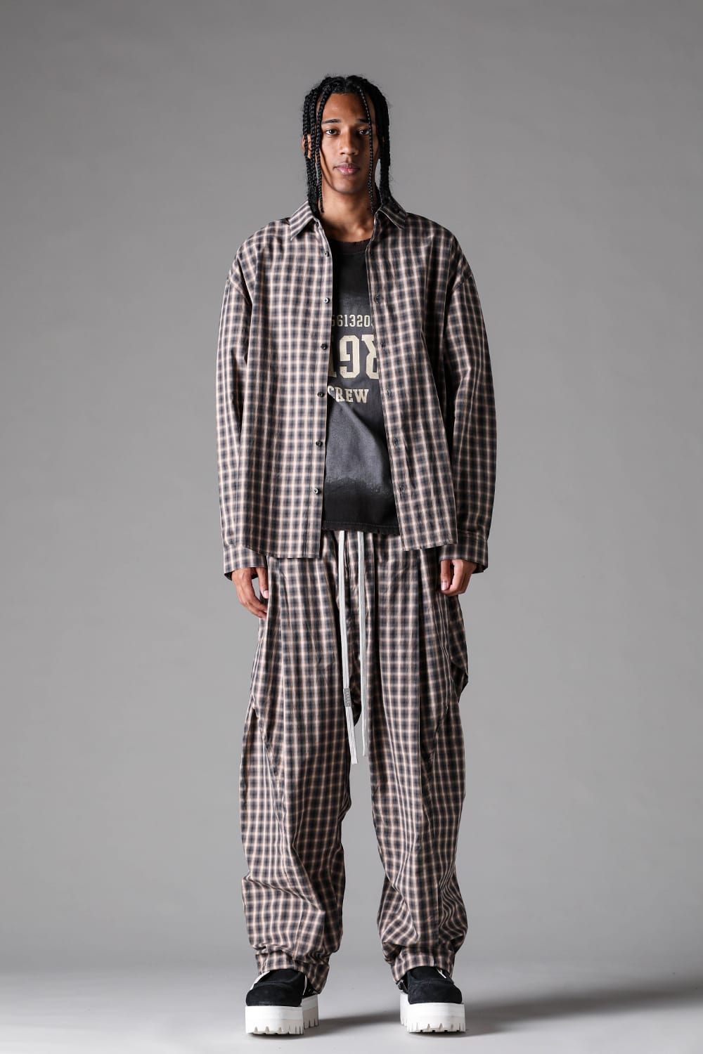 《2027SS先行予約》Plaid Side Tuck Tapared Pants"Black Plaid / Brown Plaid" / プレイドサイドタックテーパードパンツ"ブラックプレイド / ブラウンプレイド"