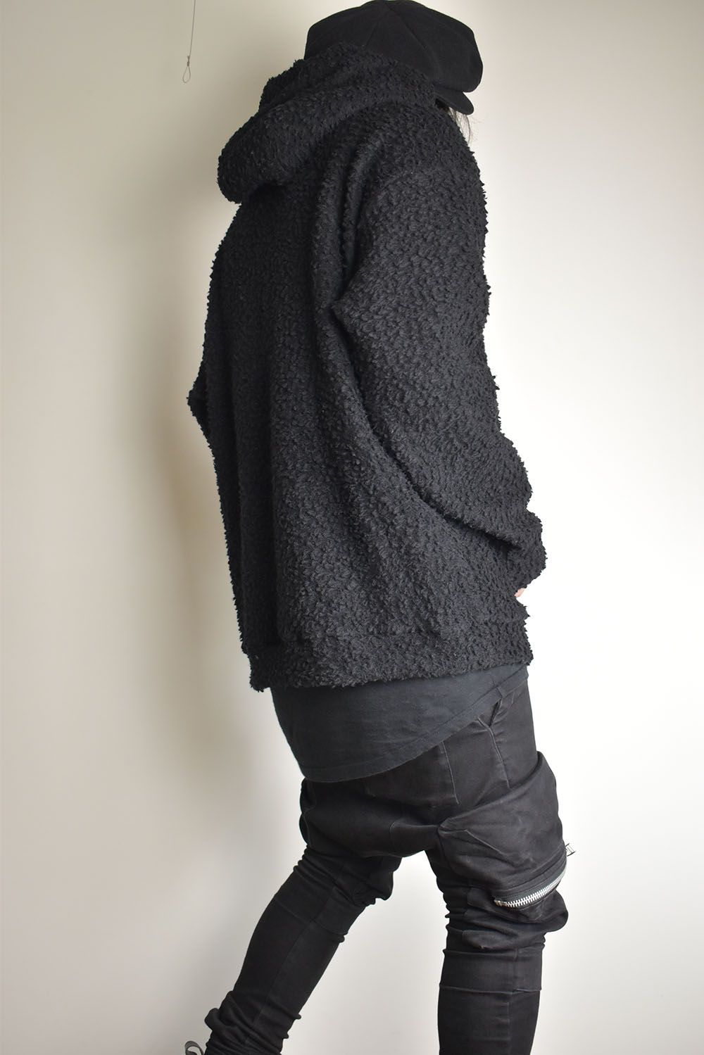 Wool Cotton Boa Hoodie Pullover"Black" /  ウールコットンボアフーディプルオーバー"ブラック"