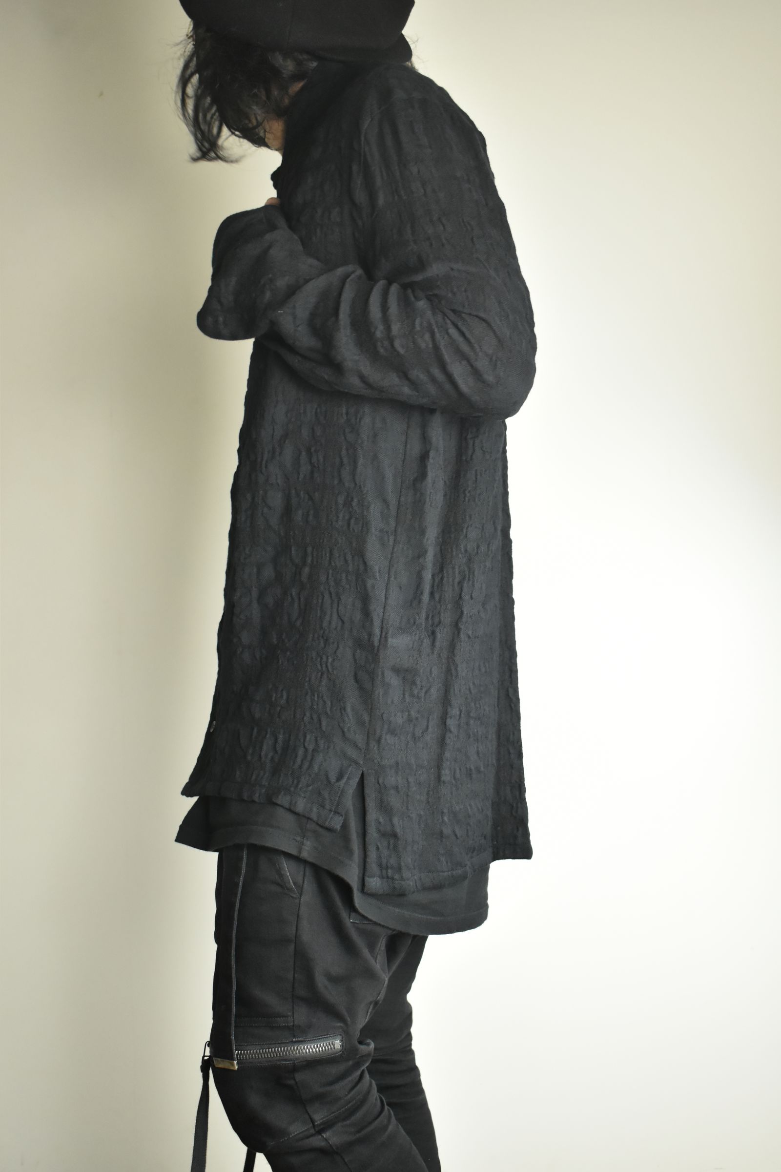 Shadow Check Shawl Collar Shirt"Black" / シャドウチェックショールカラーシャツ"ブラック"