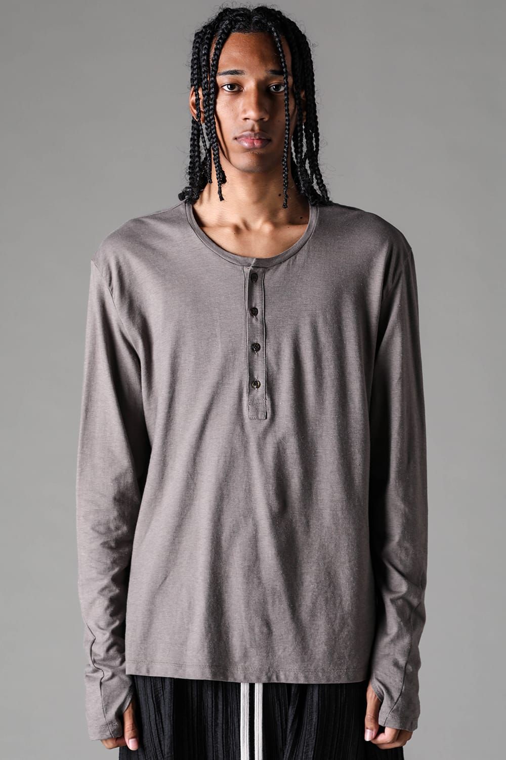 《2027SS先行予約》Henley Neck Long Sleeve "Black / Ivory / Greige / Ice Blue / Pale Shell" / ヘンリーネックロングスリーブ"ブラック/アイボリー/グレージュ/アイスブルー/ペイルシェル"
