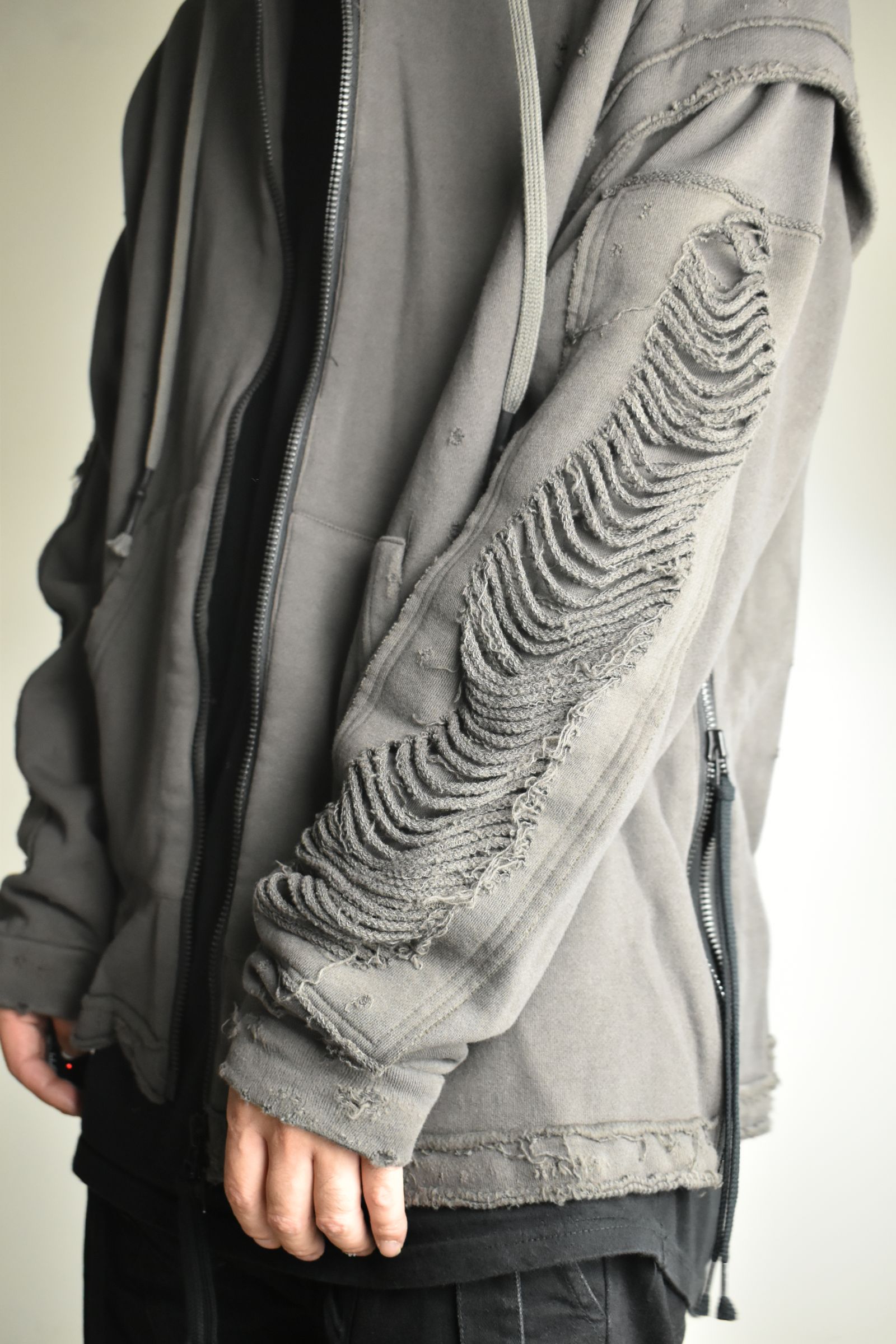 Untwisted Yarn Fleece Shotgun Zip-Up Hoodie"Charcoal" / 無撚糸裏毛ショットガンジップアップフーディー"チャコール"
