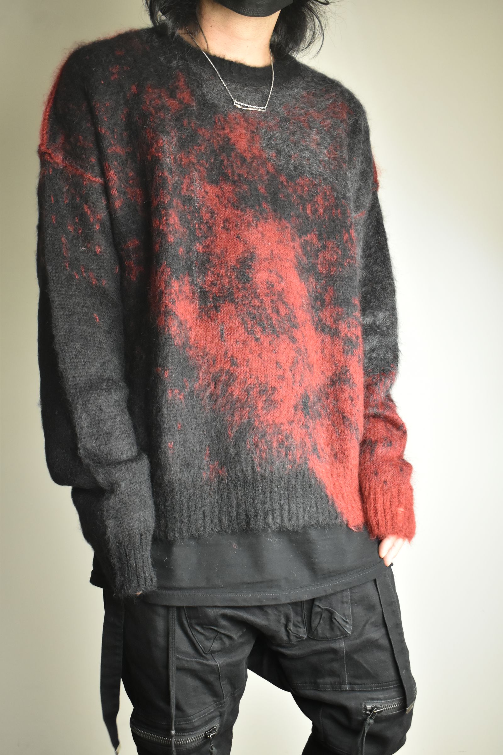 Gradation Mohair Knit Pullover"Black-Red" / グラデーションモヘアニットプルオーバー"ブラックレッド"
