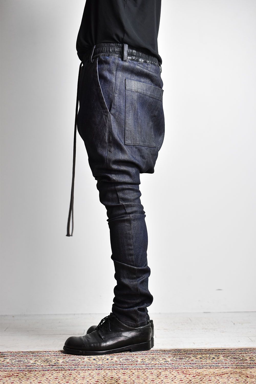 《2025AW先行予約》Coated Stretch denim Sarouel skinny"Blue" / コーティングストレッチデニムサルエルスキニー"ブルー"