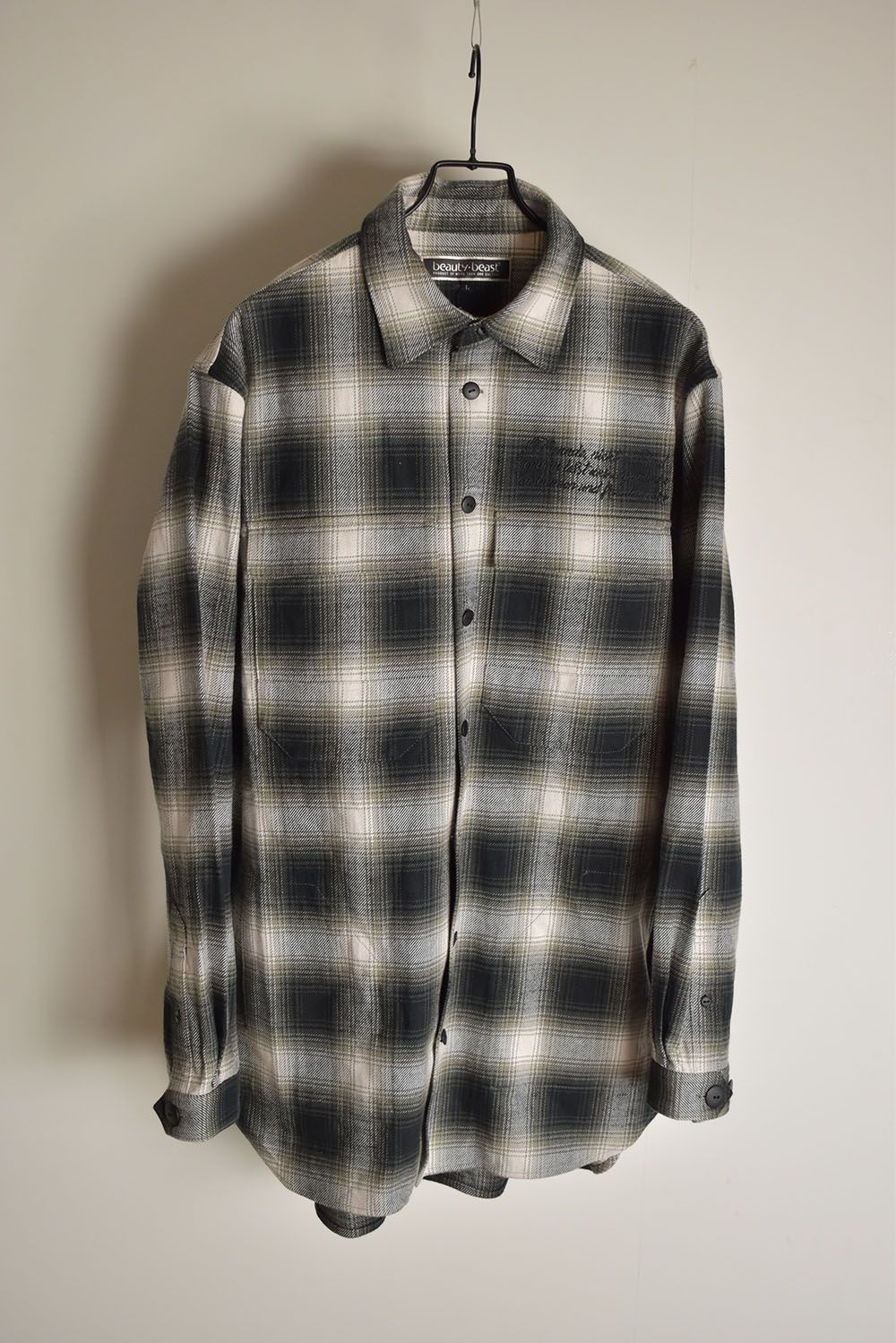 Ombre Check Long Shirts Jacket"White Check" / オンブレチェックロングシャツジャケット"ホワイトチェック"