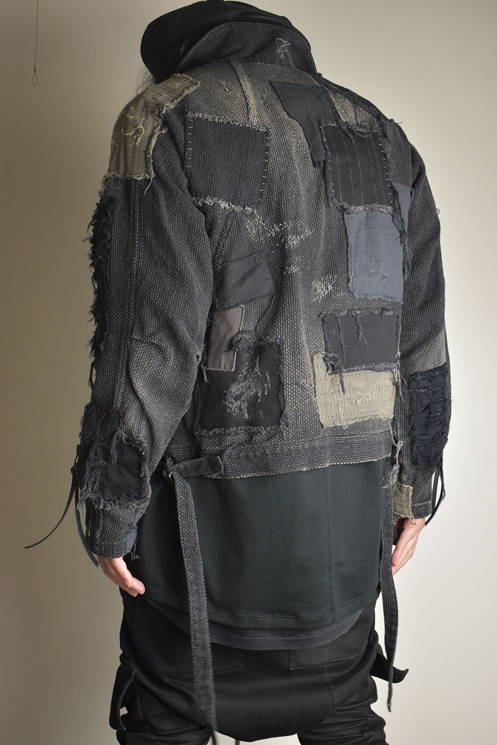Crust Damage Repair Sashiko Jacquard Jacket "Black" / クラストダメージリペア刺子ジャガードジャケット"ブラック"
