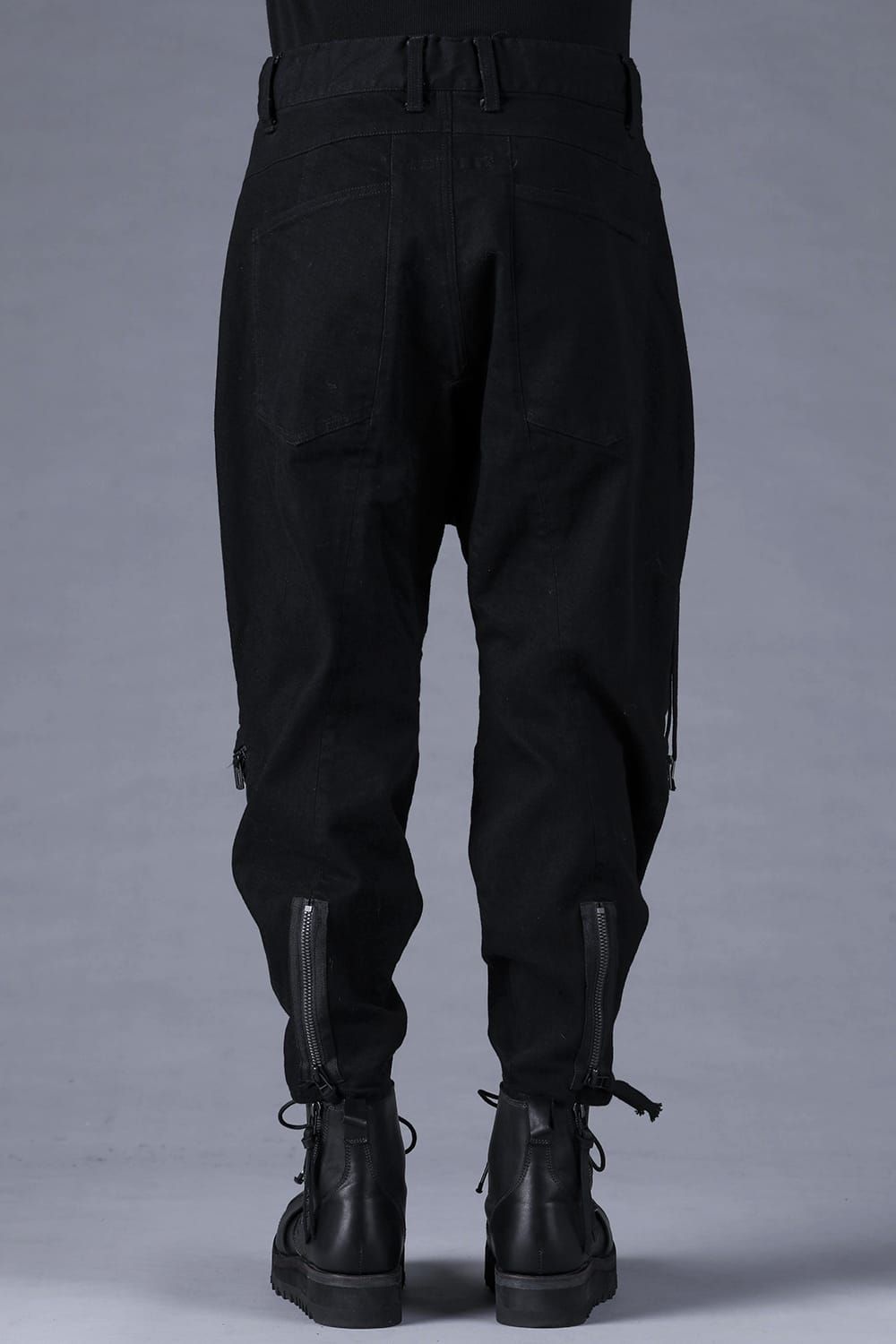 Stretch Denim Knee-Open Cropped Pants"Black" / ストレッチデニムニーオープンクロップドパンツ"ブラック"
