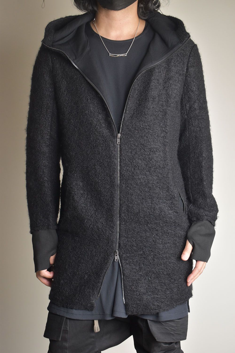 Mohair Knit Zip Hoodie "Black" / モヘアニットジップフーディ"ブラック"