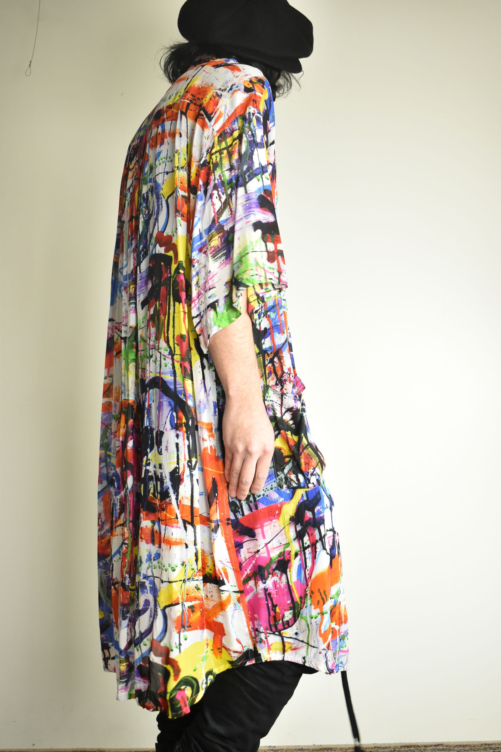 Rayon Chiffon Inkjet Print Short-Sleeved Big Shirt&Dress"Color Print" / レーヨンシフォンインクジェットプリント半袖ビッグシャツ / ワンピース"カラープリント"