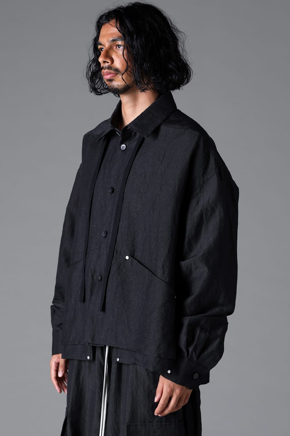 《2026SS先行予約》Wide Short Shirts"Black / Stone /Khaki /D.Grey / ST×GY" / ワイドショートシャツ"ブラック/ストーン/カーキ/ダークグレー/ストライプ×ダークグレー"