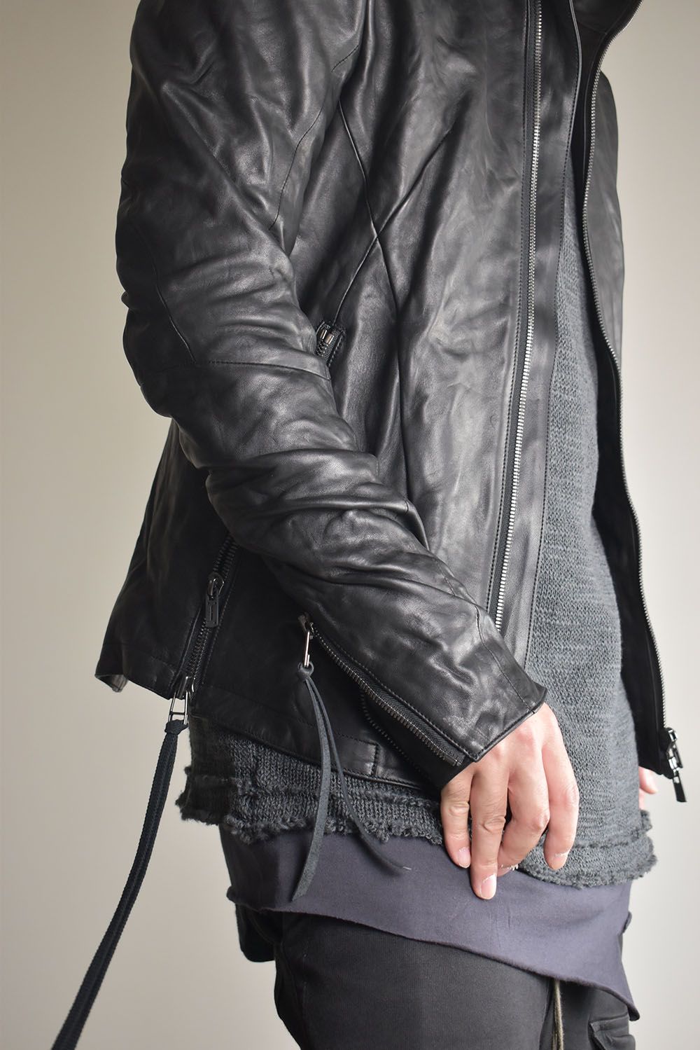 Horse Leather Hood Attachd Jacket "Black" / ホースレザーフードアタッチドジャケット"ブラック"