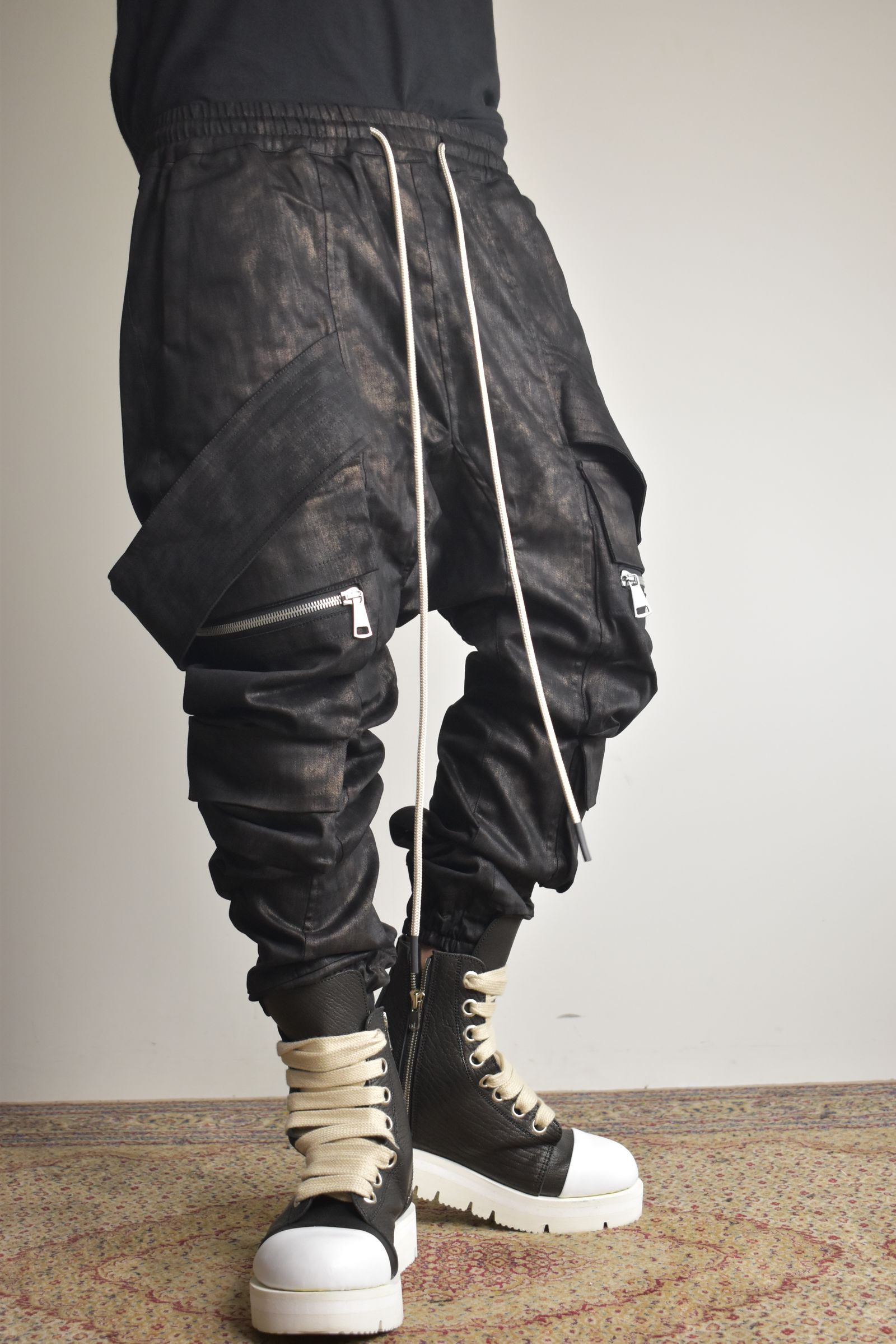 Metal Steam Camouflage Belt Cargo Jogger"Black × Brown" / メタルスチームカモフラージュ ベルトカーゴジョガー"ブラック×ブラウン"