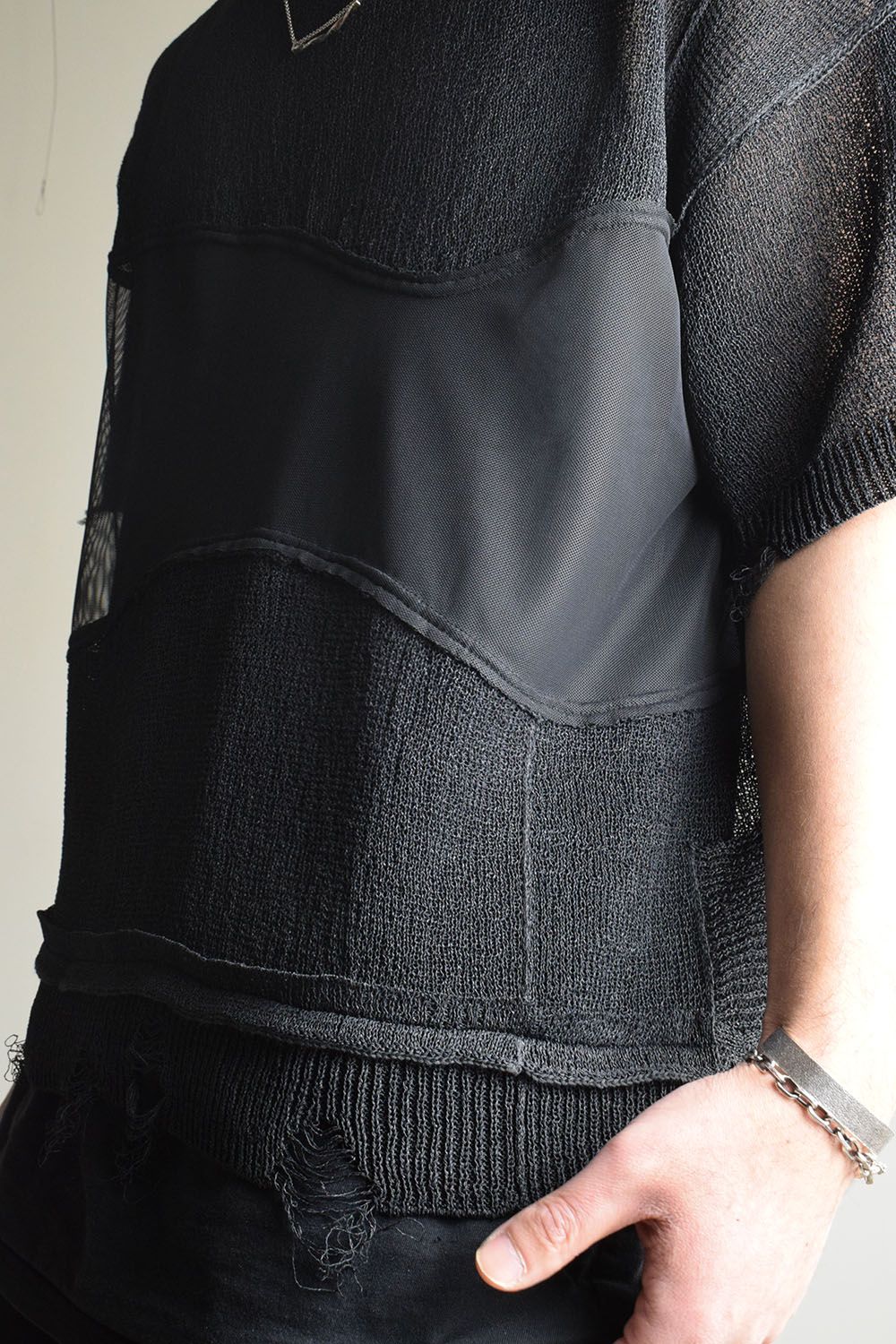 Dock Reverse Knit Tee"Black" / ドッキングリバースニットTee"Black"