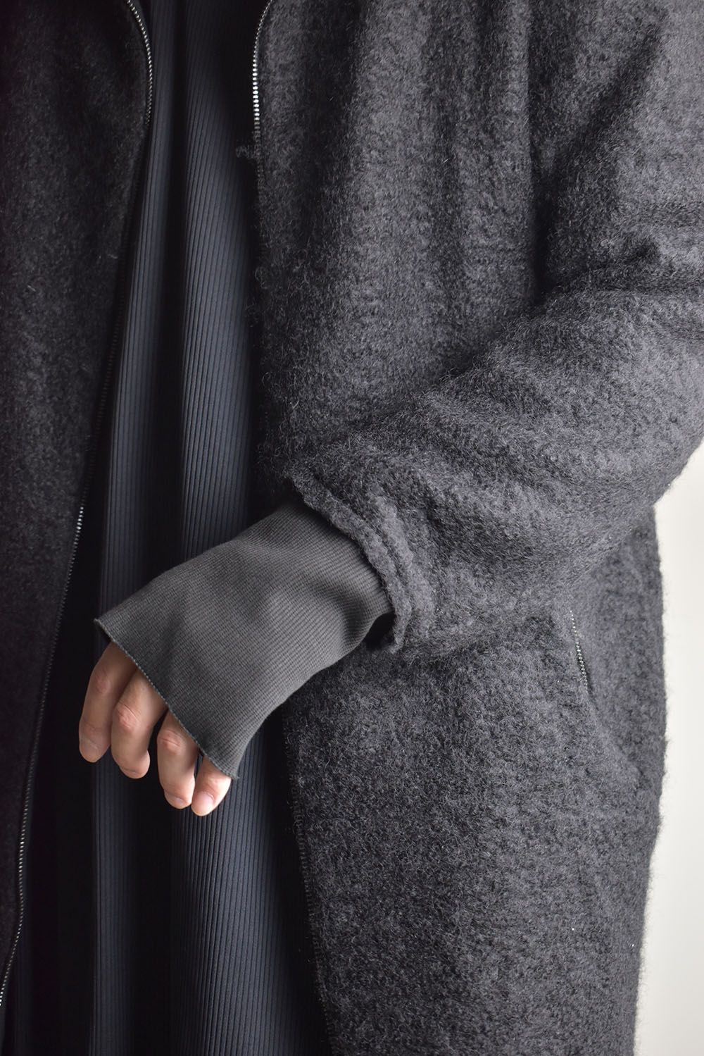Mohair Knit Zip Hoodie "Black" / モヘアニットジップフーディ"ブラック"