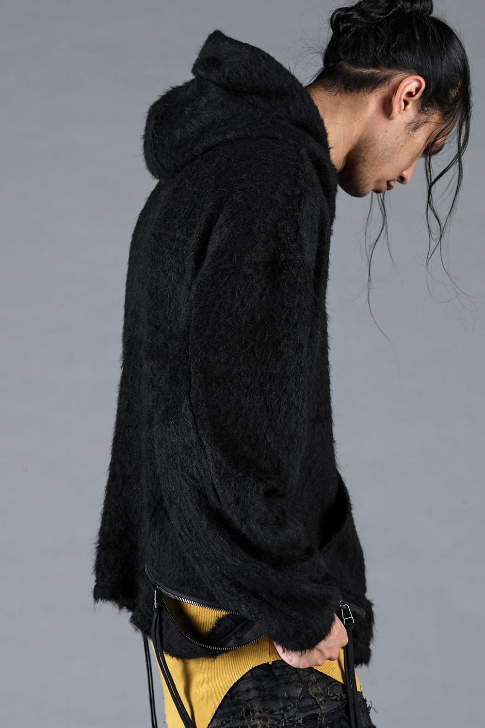 Alpaca Shaggy Oversized Hooded Pullover "Black"/アルパカシャギーオーバーサイズフーデッドプルオーバー"ブラック"