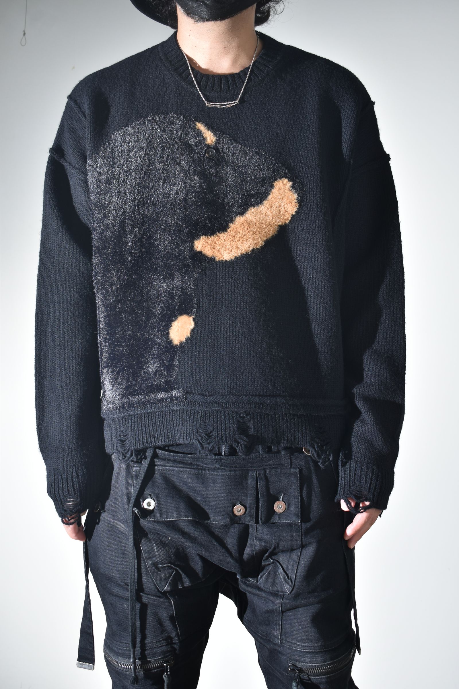 Dog Motif Intarsia Sweater "Black" / ドッグモチーフインターシャセーター"ブラック"