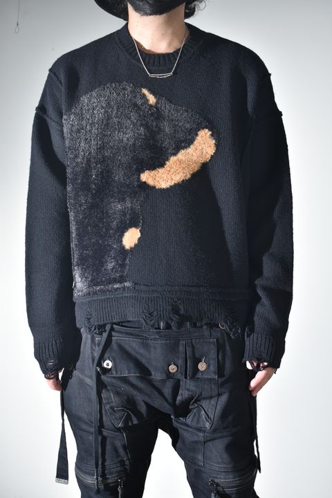Dog Motif Intarsia Sweater "Black" / ドッグモチーフインターシャセーター"ブラック"