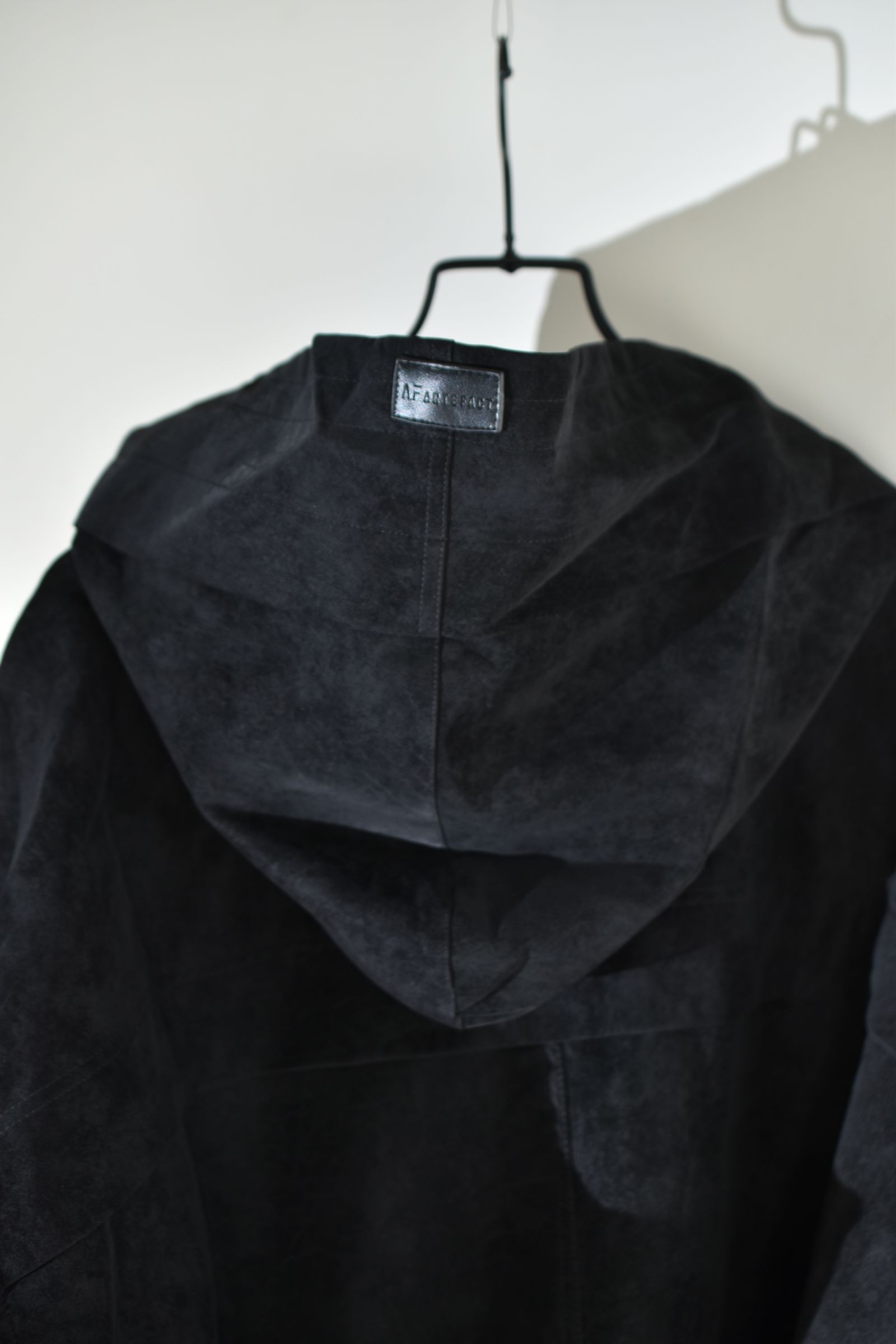 Vegan Suede Leather Hoodie Blouson"Black" / ヴィーガンスウェードレザーフーディブルゾン "ブラック"