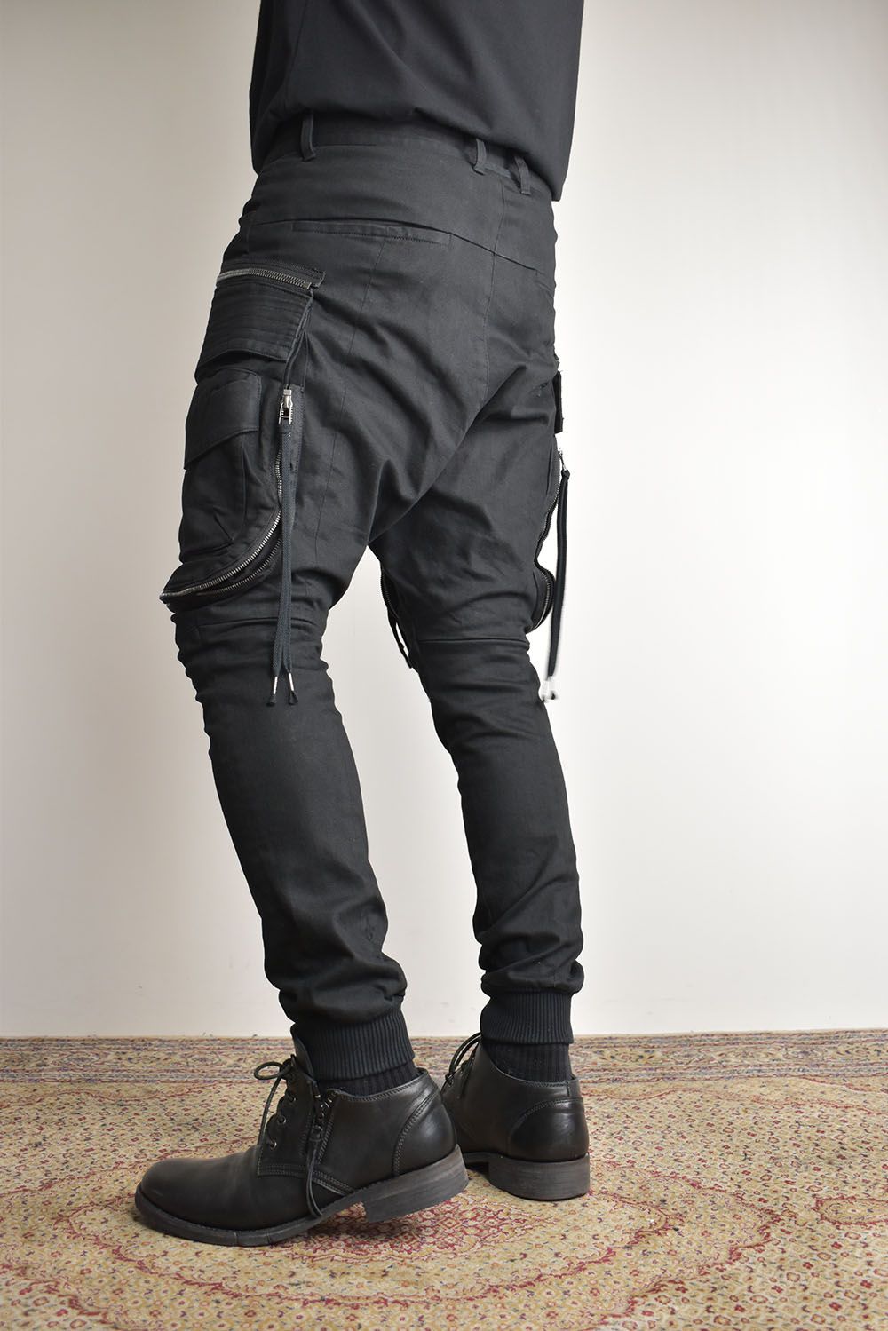 Stretch Denim Multi Pocket Cargo Jog Pants"Black" / ストレッチデニムマルチポケットカーゴジョグパンツ"ブラック"