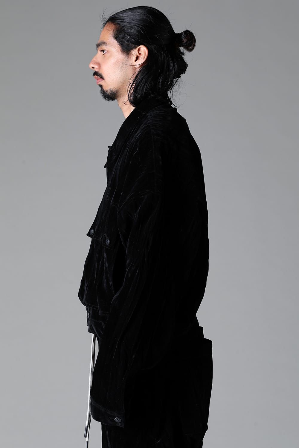 《2025AW先行予約》Washer Velour Big Pocket Blouson"Black" / ワッシャーベロアビッグポケットブルゾン"ブラック"